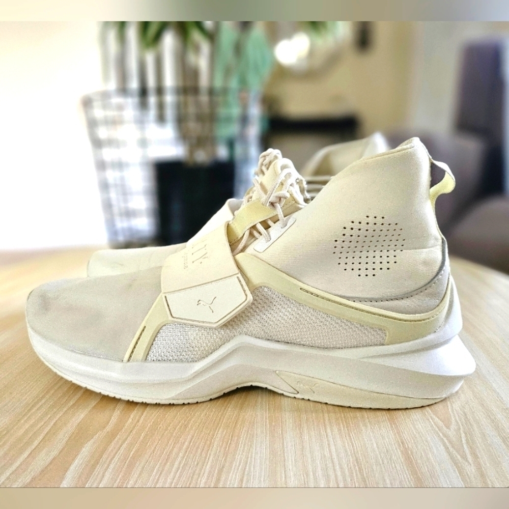 Puma Fenty Women's Cream Hi Trainer Leather Whisper Sneakers Size 9.